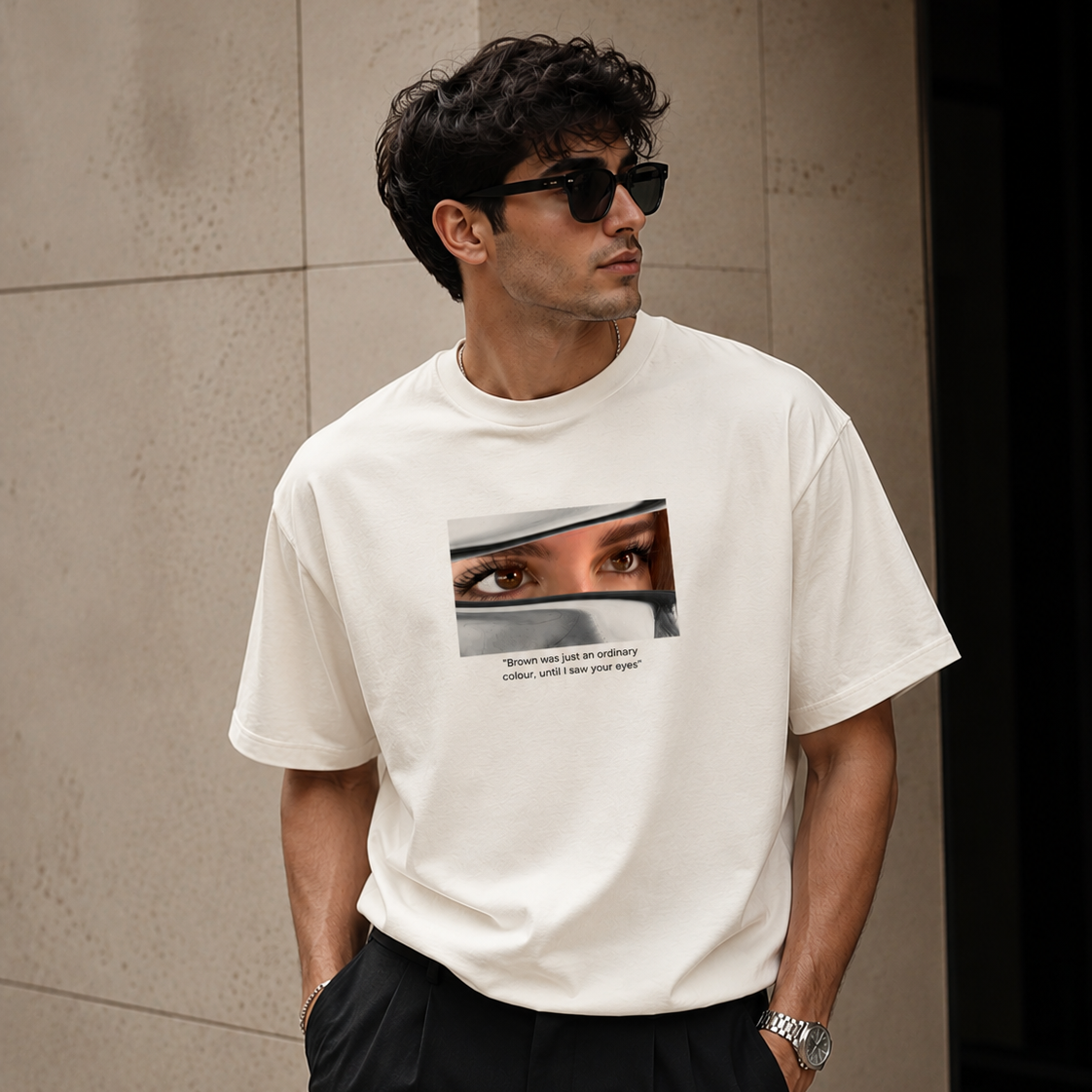 Brown Eyes Graphic Oversized Tee | GLiTCH
