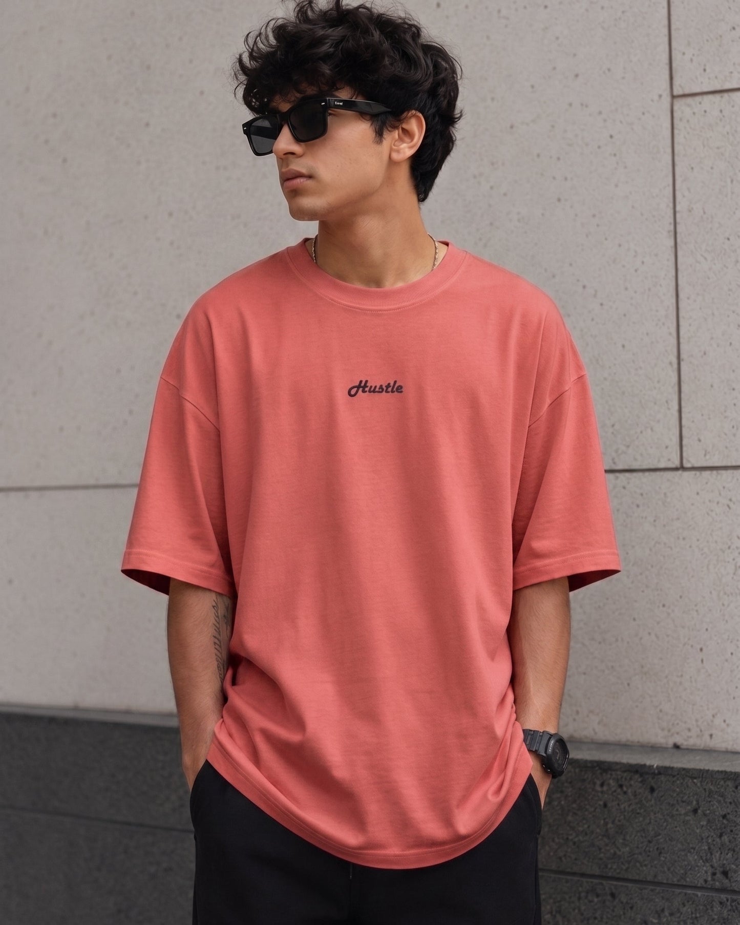 Hustle Signature Oversized T-Shirt | Embroidery | GLiTCH