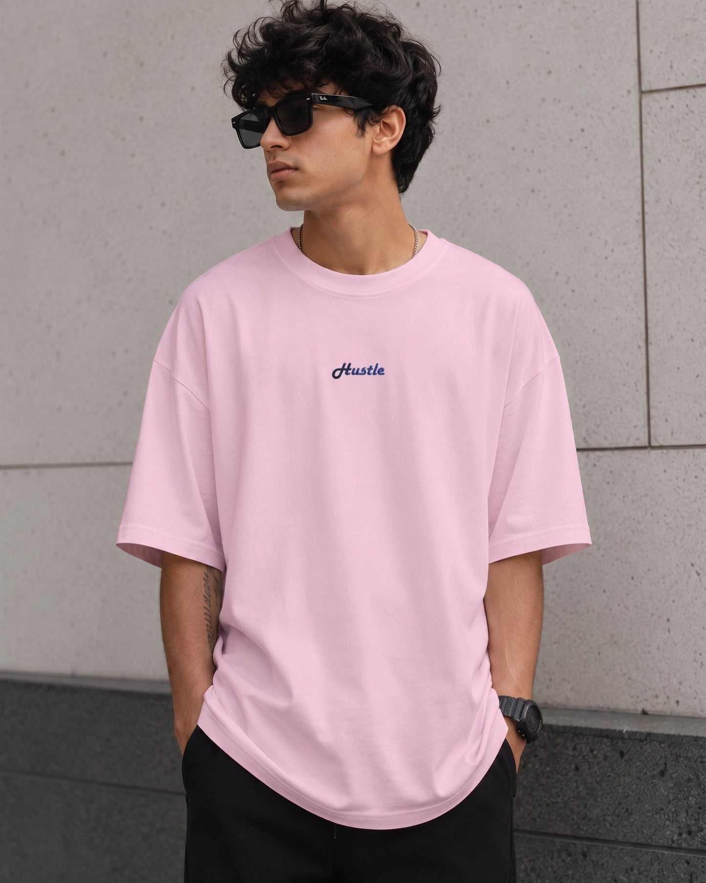 Hustle Signature Oversized T-Shirt | Embroidery | GLiTCH